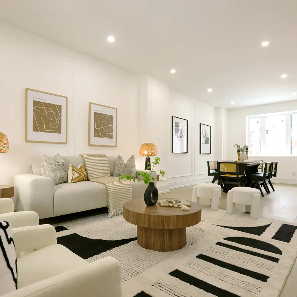 Refined residential renovation with warm finishes and custom millwork
